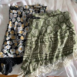 2/$10 Two pairs of flowy high waist shorts